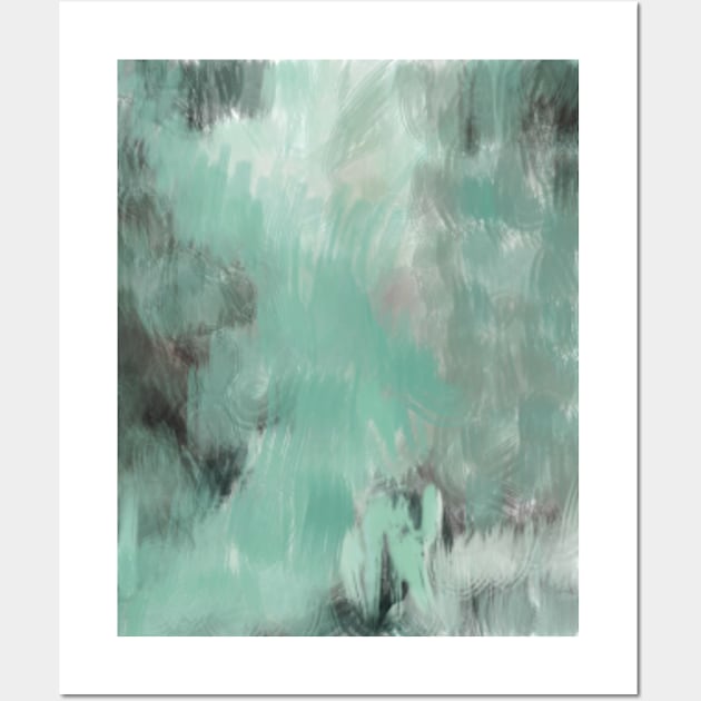 Bottle green earthy mist abstract art Wall Art by Doodle Intent